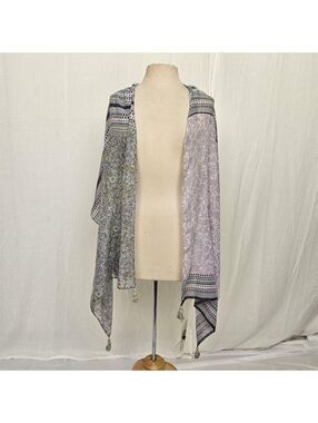 Long purple & Blue paisly scarf with tassles, fairy, festival, boho